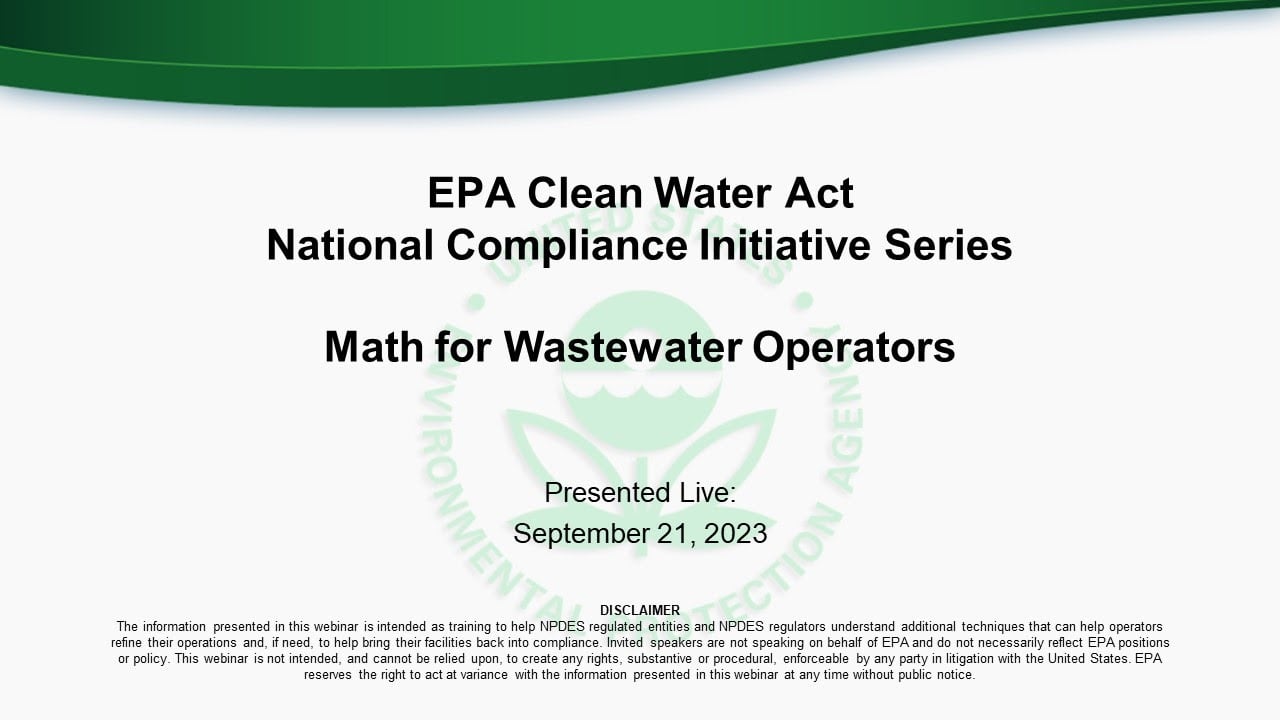 U.S. EPA: Math for Wastewater Operators
