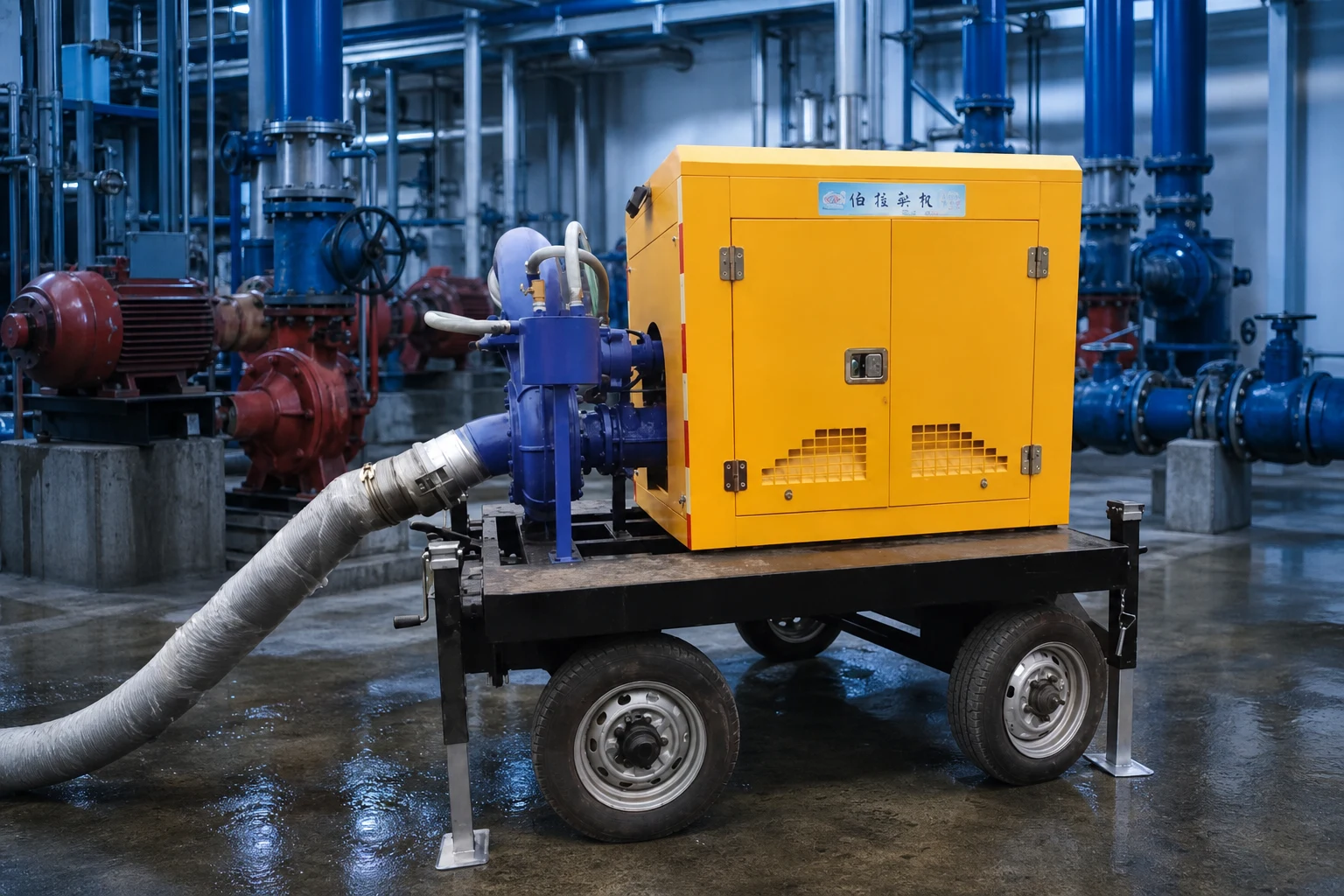 Diesel trailer pump maintenance in a field setting