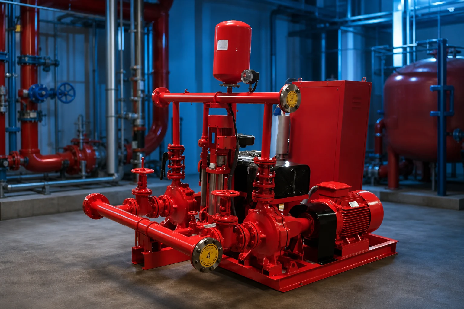 split case fire pump — BORRA official product with illustrative industrial background (not a real site photo)