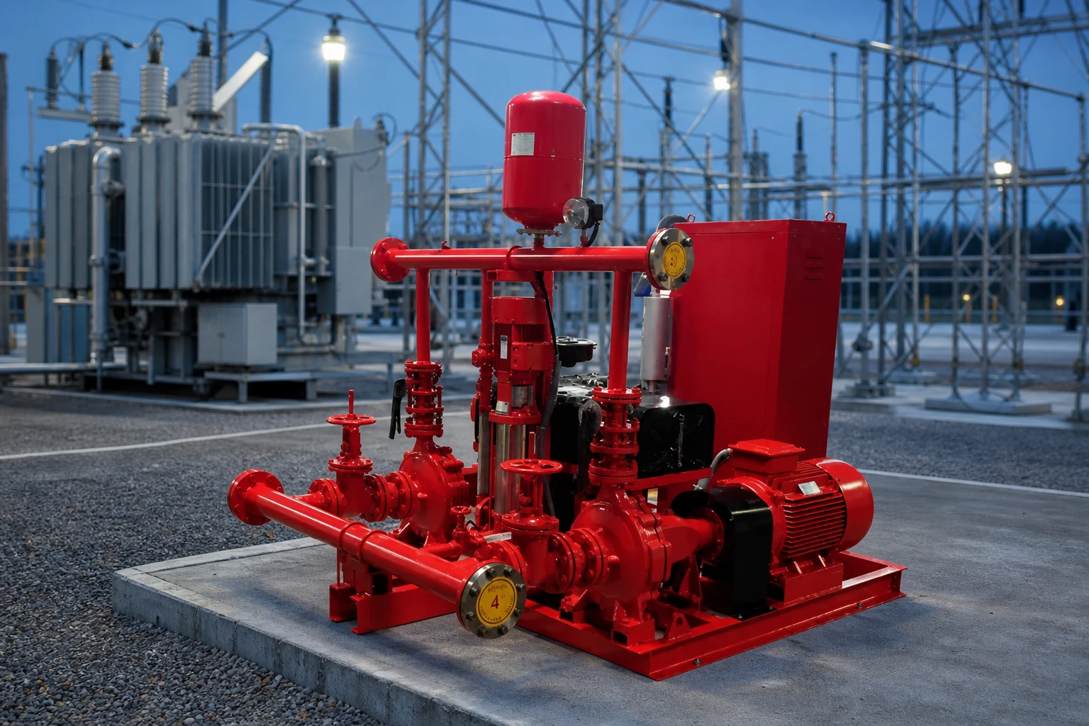 fire pump system — BORRA official product with illustrative industrial background (not a real site photo)