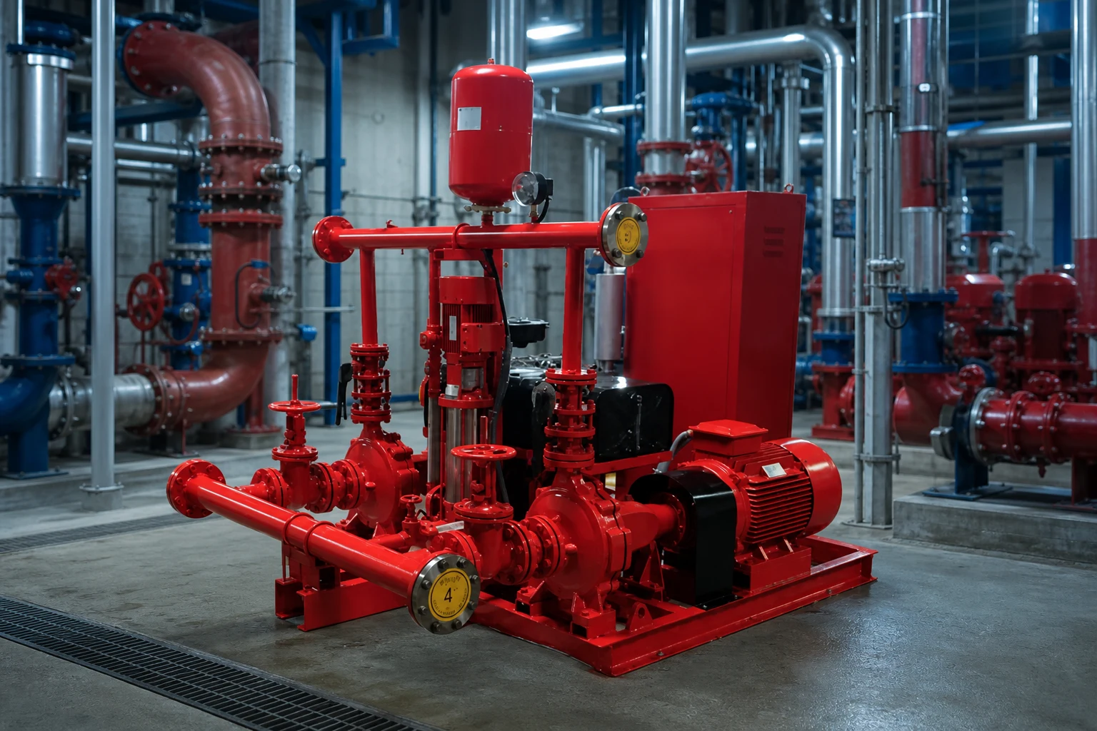 fire pump inspection testing — BORRA official product with illustrative industrial background (not a real site photo)
