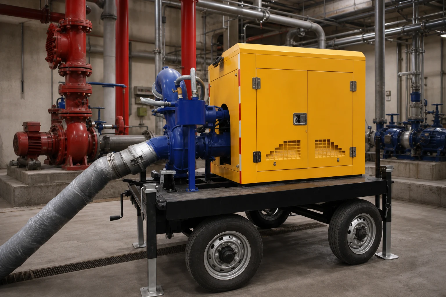 trailer mounted vacuum pump — BORRA product in industrial facility (illustrative)