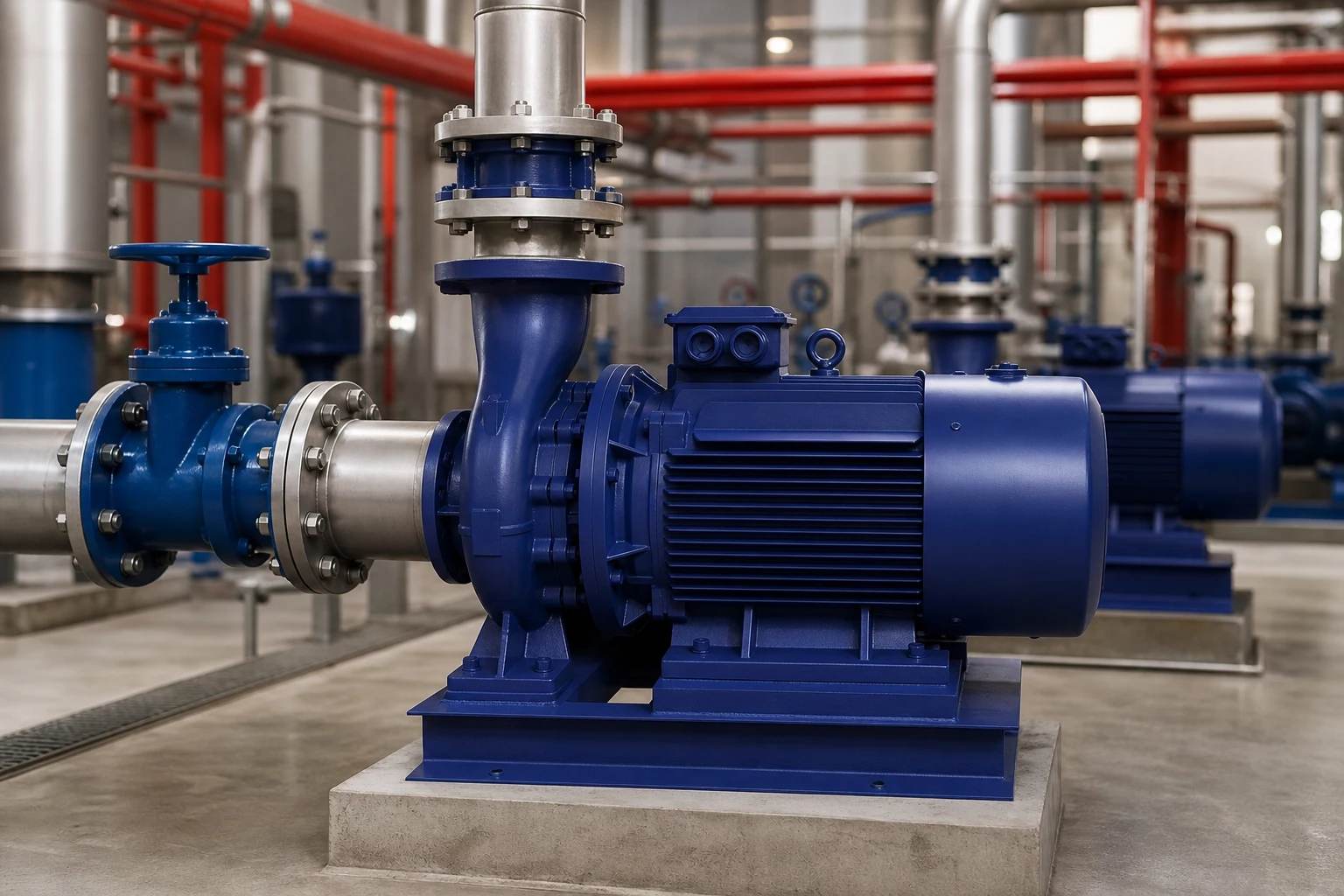 water transfer pump application scene illustration (not a product photo)