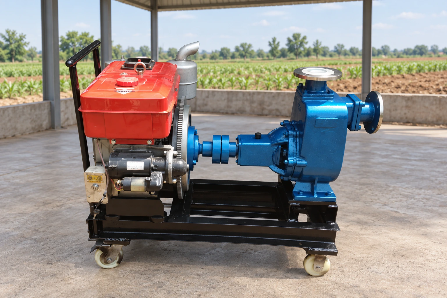 BorraPumps Single-Cylinder Diesel Self-Priming Water Pump for Agriculture — illustrative setting