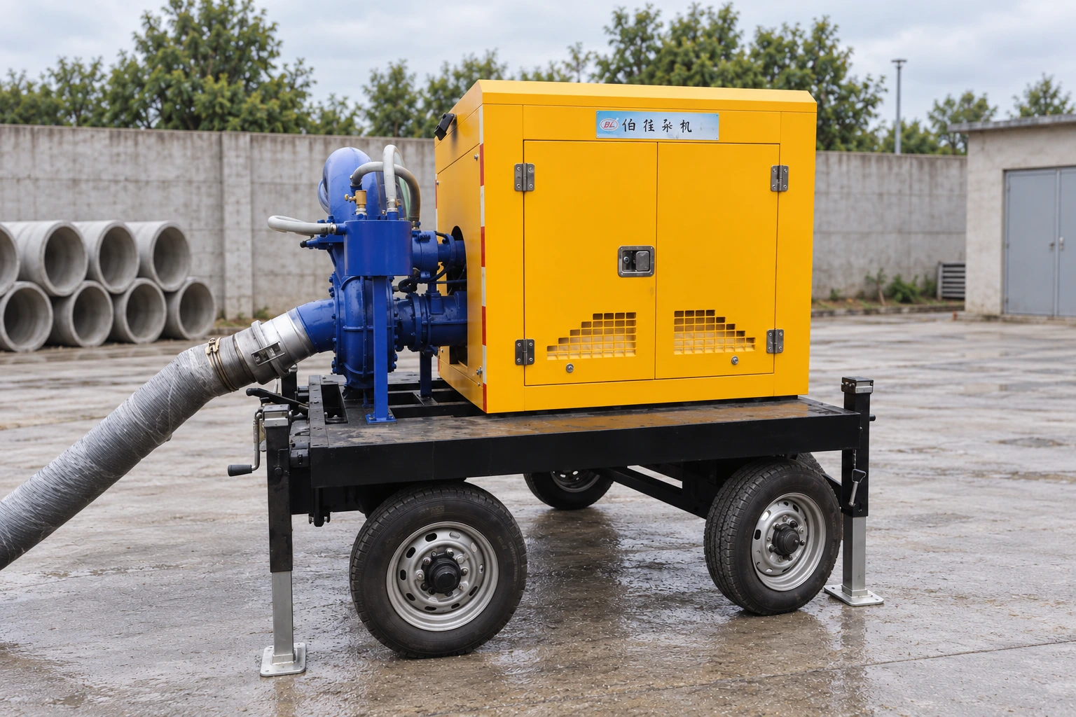 BorraPumps ZBCY bomba móvil para remolques de motor diésel — configuración ilustrativa