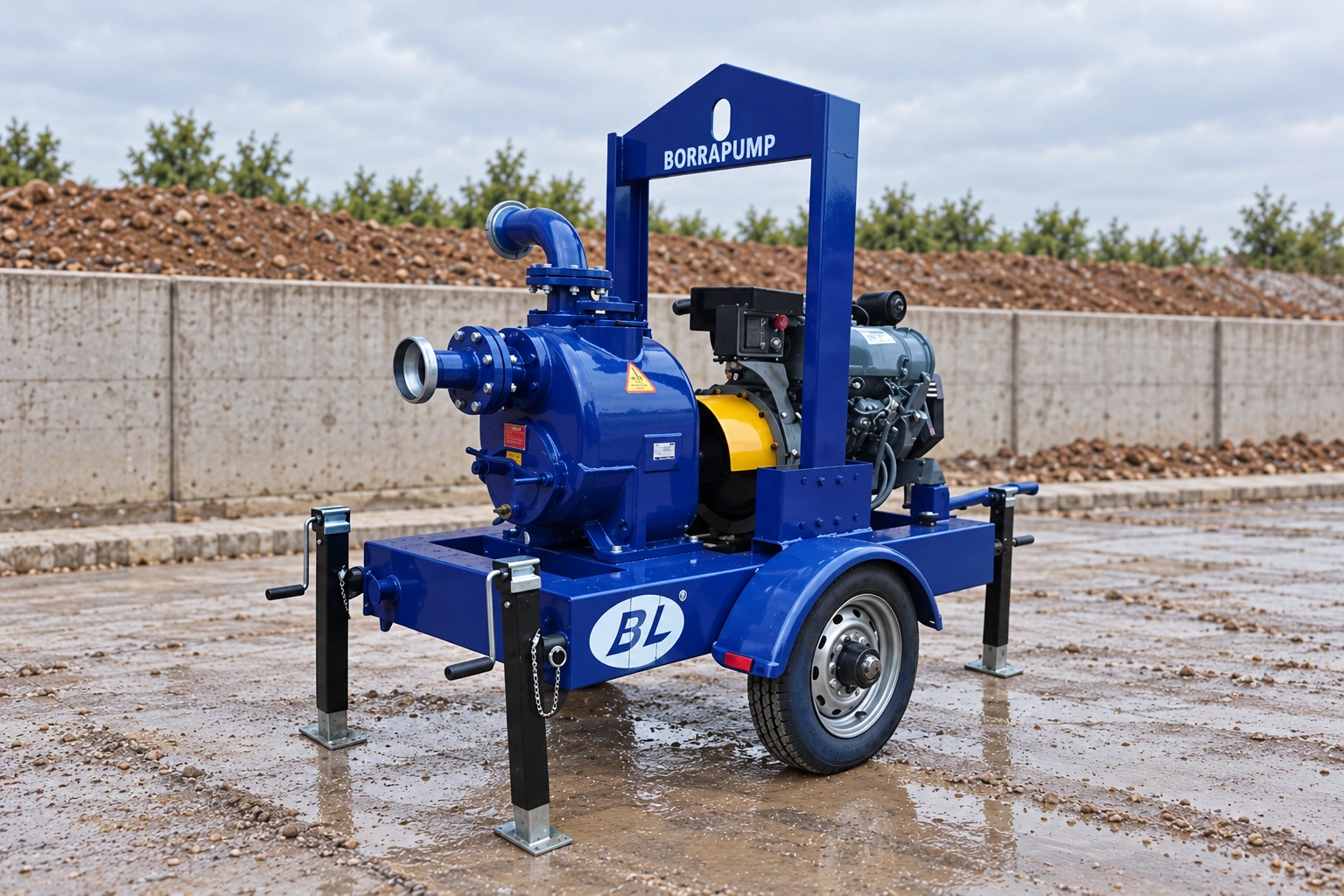 BorraPumps SCPY High Suction Lift Trash Water Trailer Pump — illustrative setting