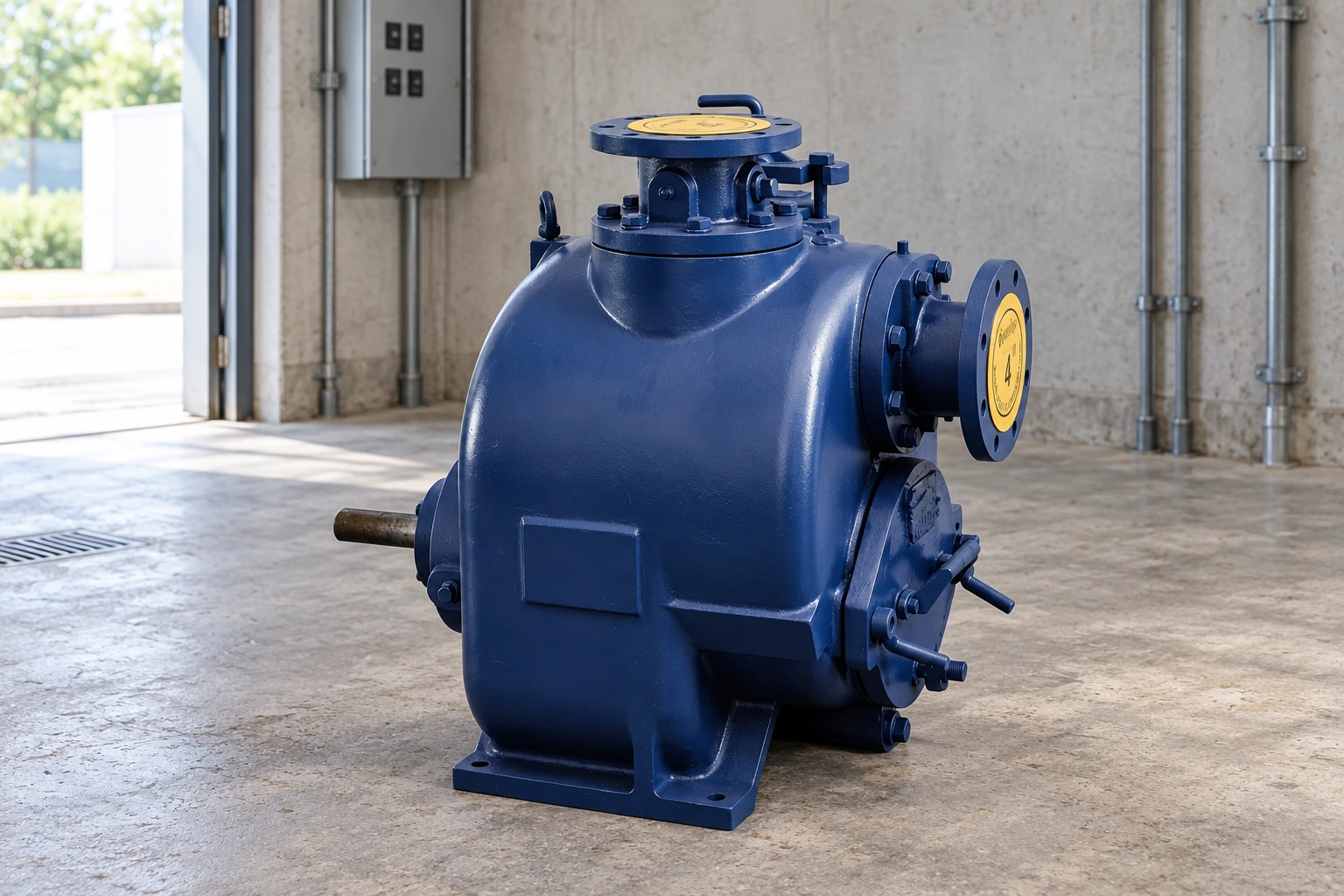 SP Jam-less Self-Priming Drain Pump, Bare Blue Pump; illustrative product setting