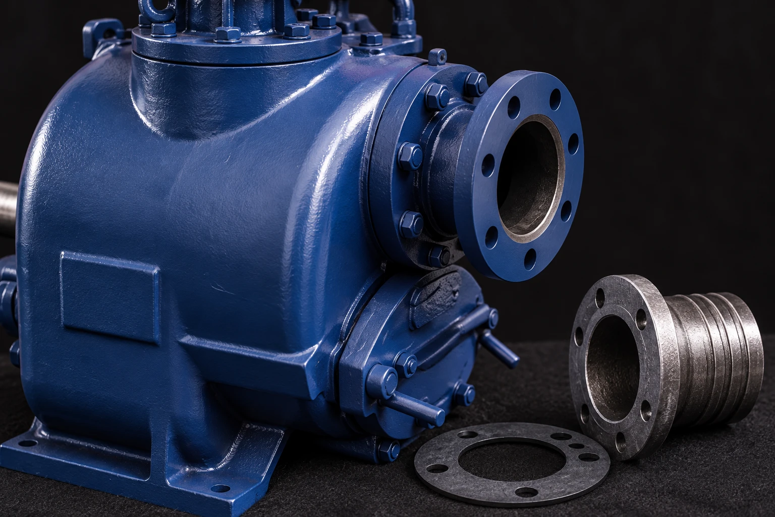 Reference SP exterior inlet flange with separate gasket and hose coupling