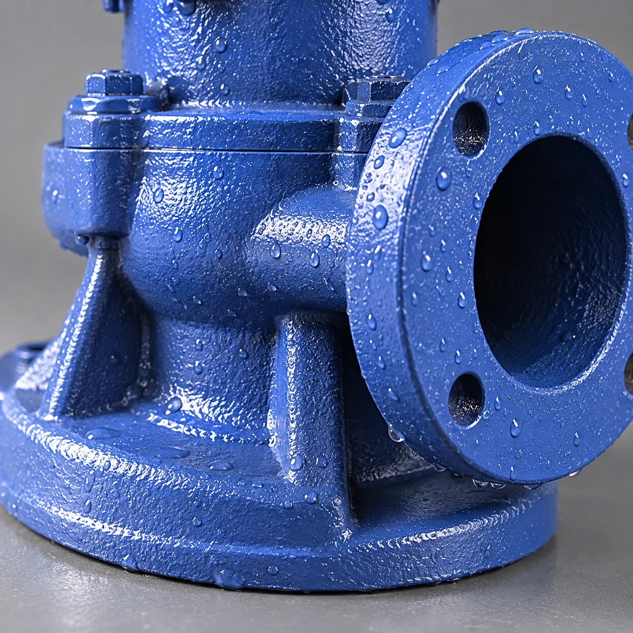 Exterior WQ pump base and discharge flange detail