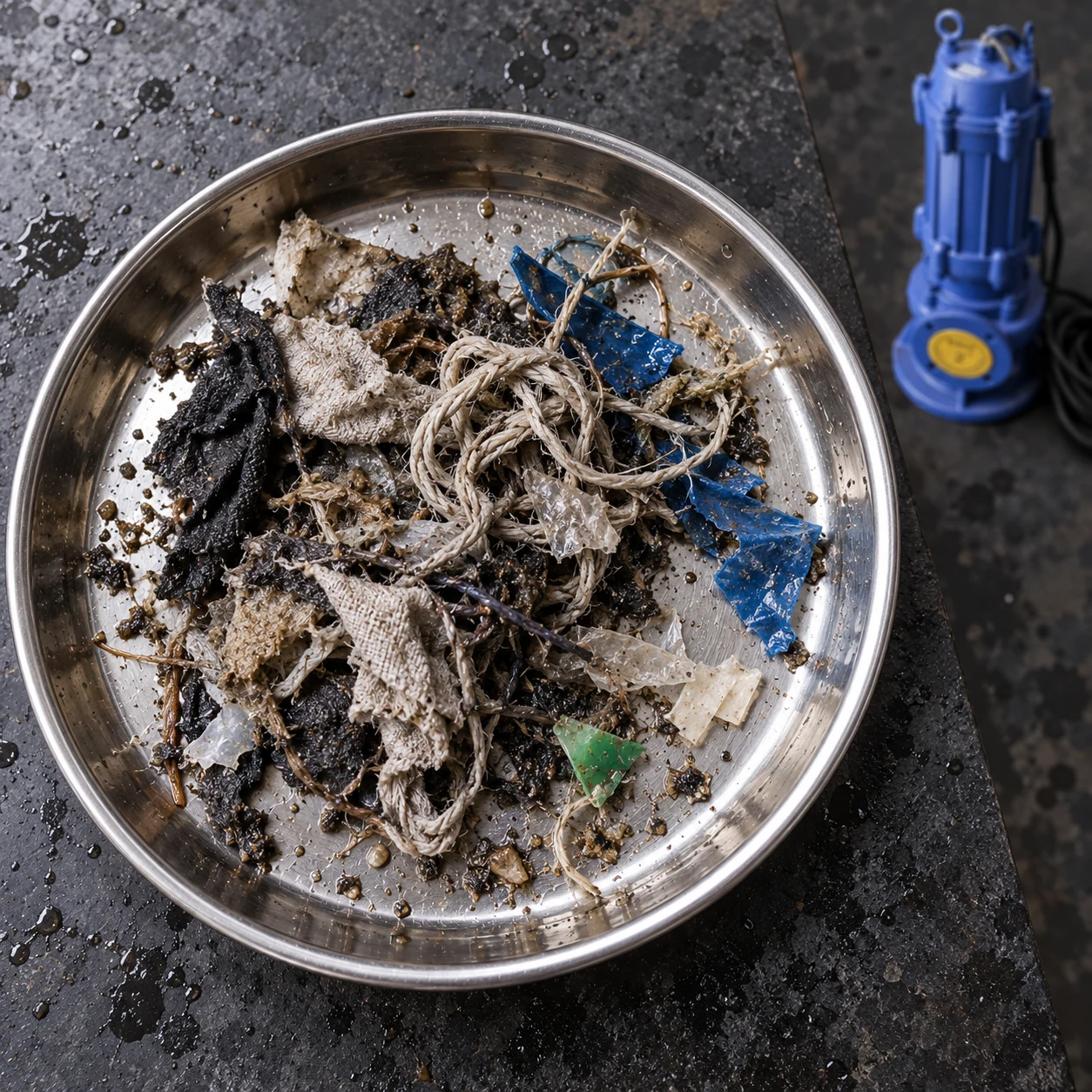 Fibrous material sample tray with WQ pump in background