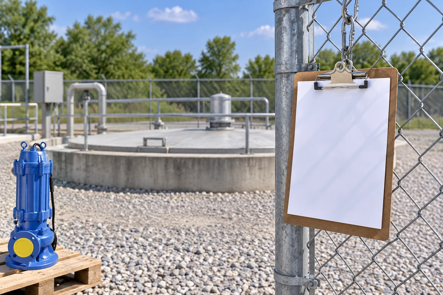 Station inspection clipboard and staged WQ pump