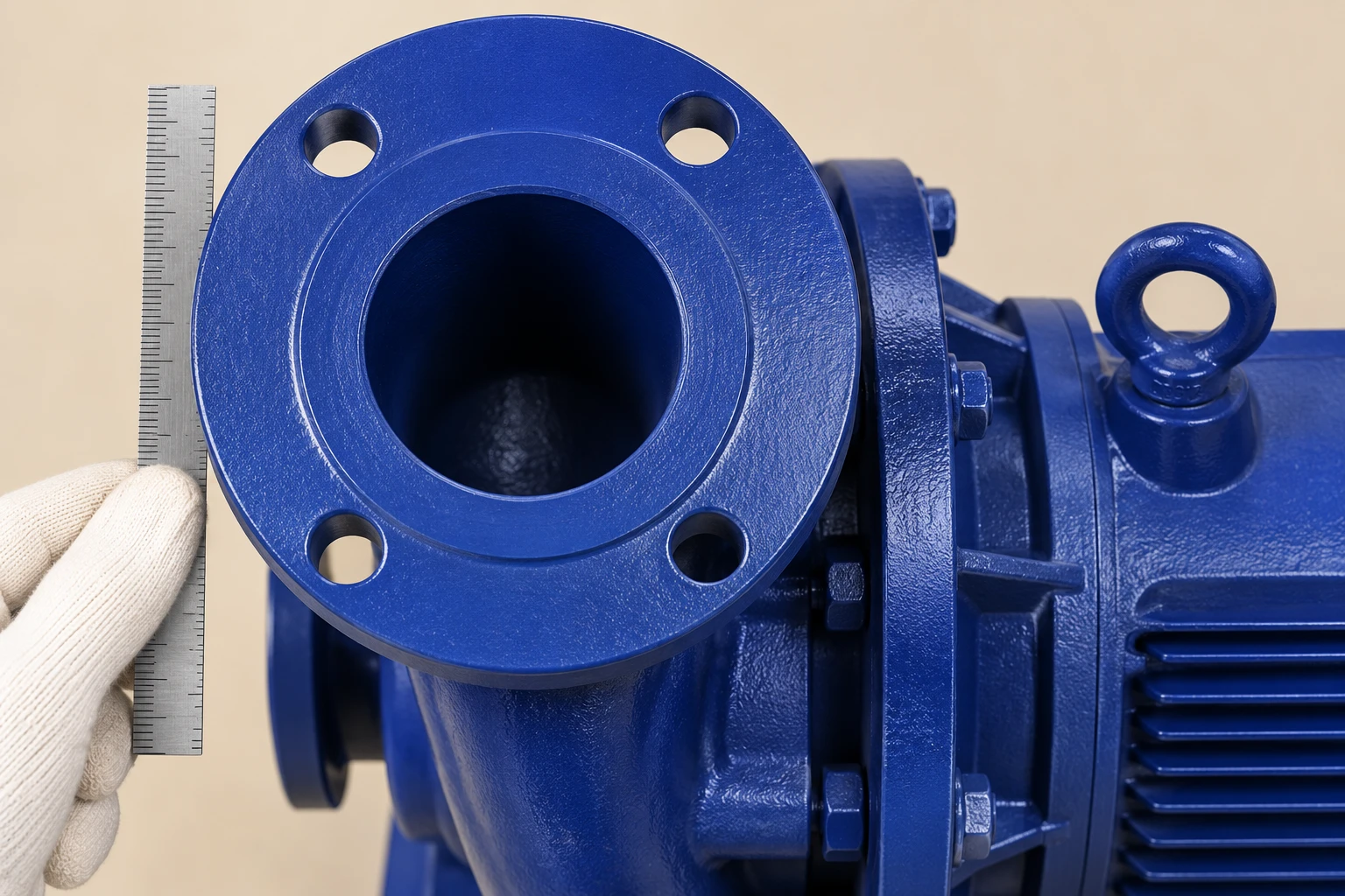 Close inspection of the reference pump discharge flange exterior