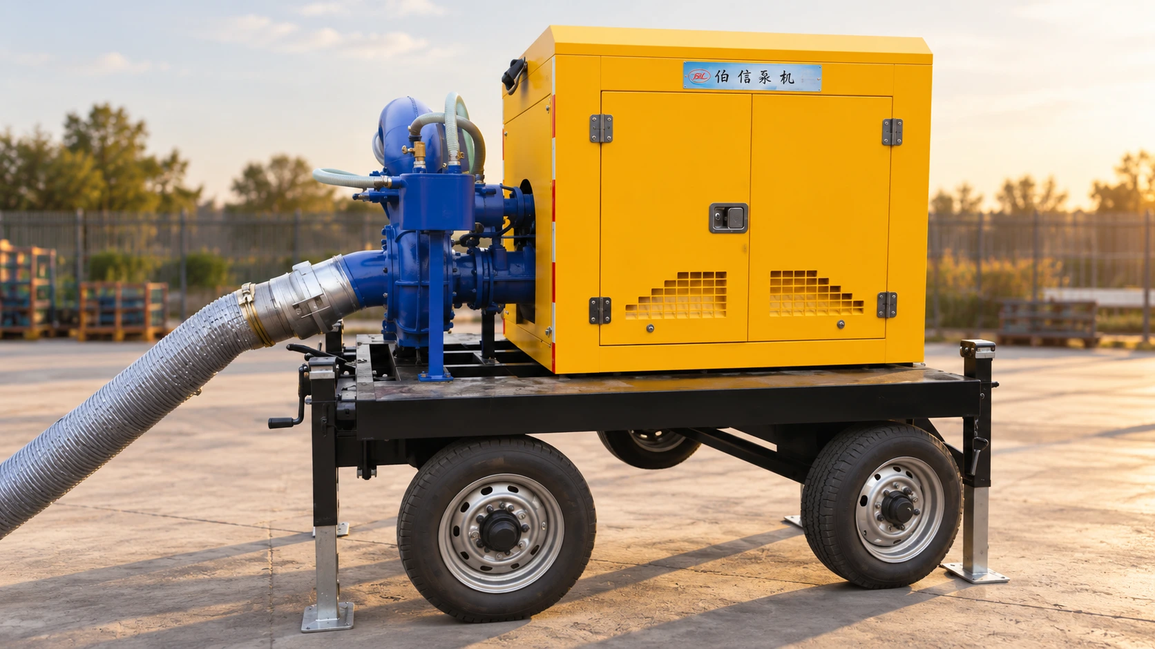 ZBCY mobile diesel trailer pump on a dry equipment service apron